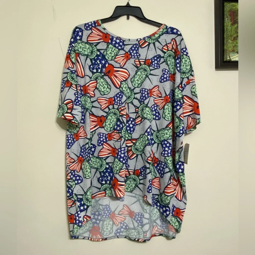 LuLaRoe Irma Top NWT Tunic Dress Printed Patriotic 4th of July Shirt size 3XL